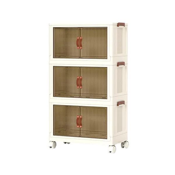 3Pcs Foldable Storage Bins With Lid Front Magnetic Door 